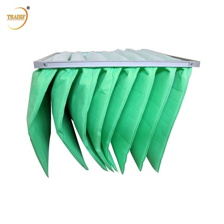 50Pa Galvanized Frame Air Conditioning Bag Filter Fiberglass Air Filter