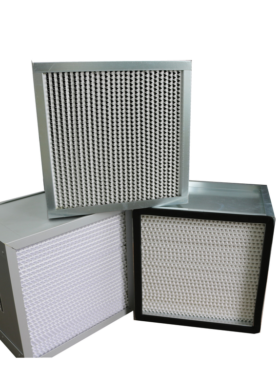 Galvanized Steel Frame 0.3um Deep Pleat HEPA Filter For Cleaning Room