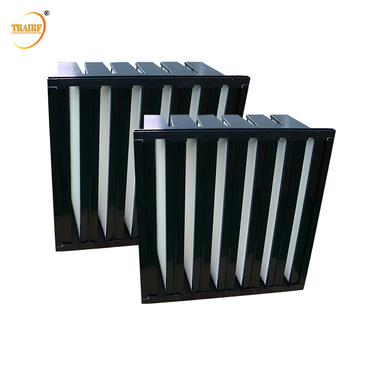 Industrial Zig Zag Air Filter Fiberglass Pleated Paper V Bank Filter F8 F9