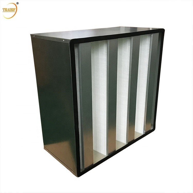 0.5 Micron F9 Metal Frame V Bank HEPA Filter For Air Conditioning Systems