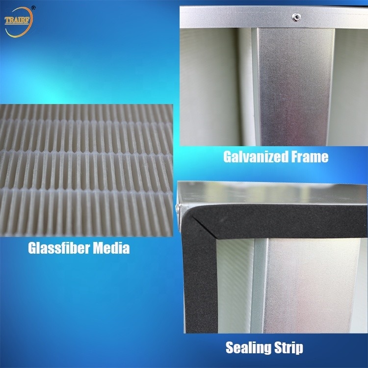 0.5 Micron F9 Metal Frame V Bank HEPA Filter For Air Conditioning Systems