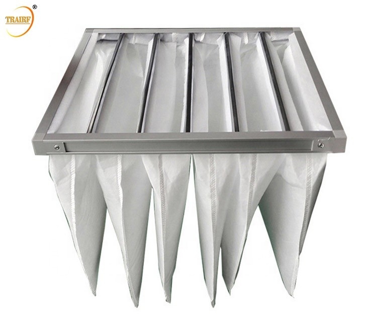 Galvanized Steel Frame 95% Fiberglass Bag Filter Air For Commercial Ventilation System