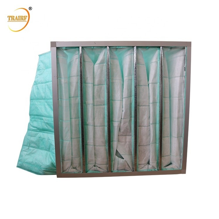 Galvanized Steel Frame 95% Fiberglass Bag Filter Air For Commercial Ventilation System