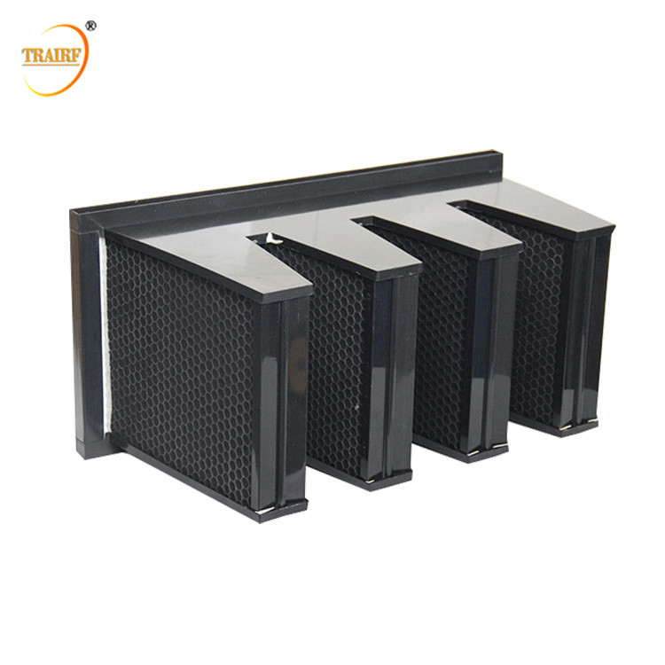 ABS Plastic Frame F7 V Bank Compact Carbon Filter With High Adsorption Capacity