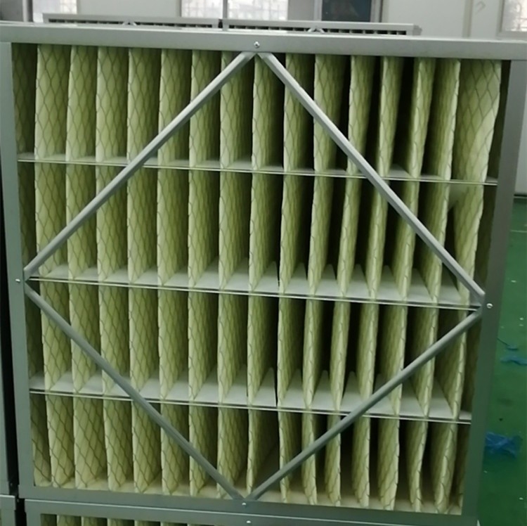 Galvanized Frame Pleated F7 HVAC Air Filter High Dust Loading Capacity