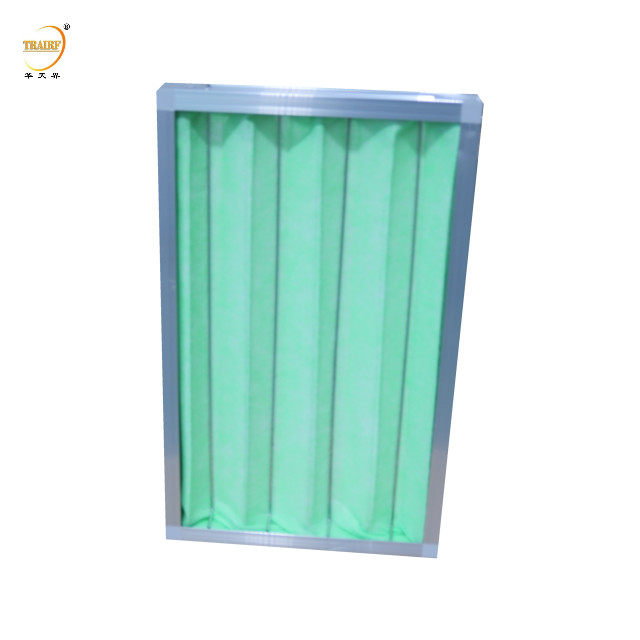 Industrial Polypropylene Fabric Green and White Pleated Panel Air Filter for Ventilation System