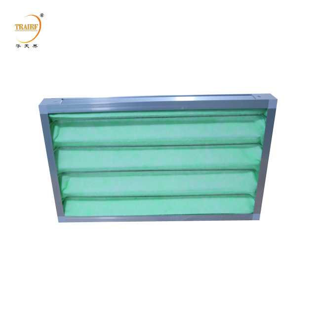 Industrial Polypropylene Fabric Green and White Pleated Panel Air Filter for Ventilation System