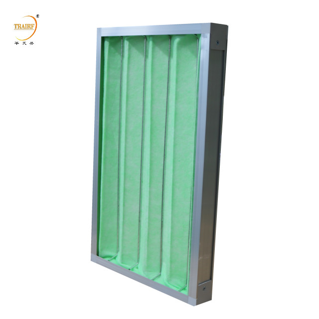 Industrial Polypropylene Fabric Green and White Pleated Panel Air Filter for Ventilation System