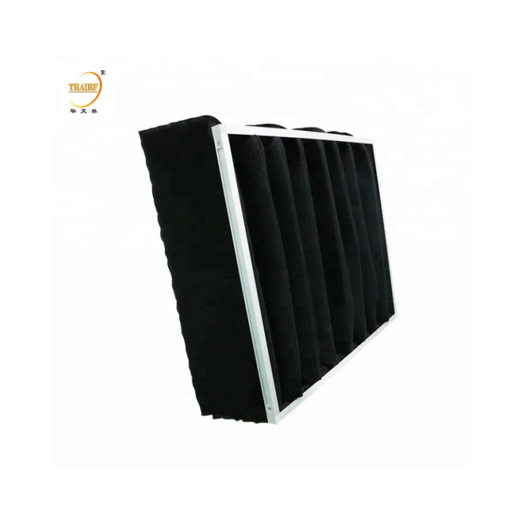 Activated Carbon Pocket Filters Synthetic Fiber Bag Air Filter With Aluminum Frame